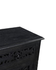30" Black Solid Wood Distressed One Drawer Nightstand
