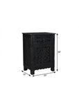 30" Black Solid Wood Distressed One Drawer Nightstand