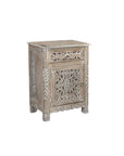 30" Gray Solid Wood Distressed One Drawer Nightstand