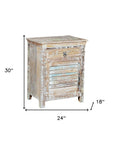 30" White Solid Wood Distressed One Drawer Nightstand
