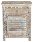 30" White Solid Wood Distressed One Drawer Nightstand