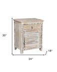 30" White Solid Wood Distressed One Drawer Nightstand
