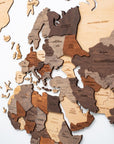 47" X 79" Brown and Beige Wood World Map Hanging Dimensional Sculpture