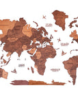 47" X 79" Brown and Tan Wood World Map Hanging Dimensional Sculpture