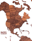 47" X 79" Brown and Tan Wood World Map Hanging Dimensional Sculpture