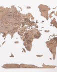 47" X 79" Brown World Map Hanging Dimensional Sculpture