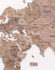 47" X 79" Brown World Map Hanging Dimensional Sculpture