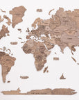 47" X 79" Brown World Map Hanging Dimensional Sculpture