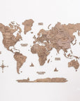 47" X 79" Brown World Map Hanging Dimensional Sculpture