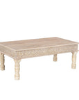 51" White Solid Wood Distressed Coffee Table