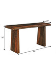 60" Dark Brown Solid Wood Frame Console Table