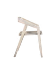 White Solid Wood Open Back Dining Arm Chair