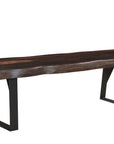 68" Dark Brown and Black Distressed Solid Wood Dining Bench