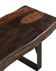 68" Dark Brown and Black Distressed Solid Wood Dining Bench