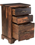 30" Dark Brown Solid Wood Three Drawer Live Edge Filing Cabinet