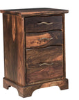 30" Dark Brown Solid Wood Three Drawer Live Edge Filing Cabinet
