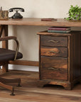 30" Dark Brown Solid Wood Three Drawer Live Edge Filing Cabinet