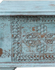 54" Aqua Carved And Distressed Solid Wood Lift Top Coffee Table