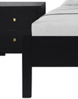 Three Piece Black Solid Wood Bedroom Set