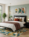 Three Piece Black Solid Wood Bedroom Set