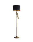 65" Gold And Black Floor Lamp With Black Fabric Drum Shade