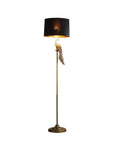 65" Gold And Black Floor Lamp With Black Fabric Drum Shade
