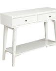 42" White Solid Wood Console Table With Shelves And Drawers