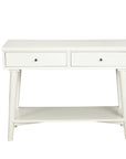 42" White Solid Wood Console Table With Shelves And Drawers
