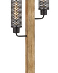 32" Gray Metal Two Light Table Lamp With Black Novelty Shade