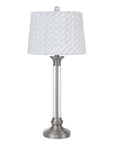 32" Nickel Metal Table Lamp With White Empire Shade