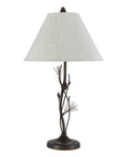 32" Rust Metal Table Lamp With Gray Empire Shade
