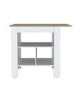 35" Natural and White Wood Kitchen Island With Storage