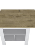 35" Natural and White Wood Kitchen Island With Storage