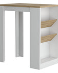 36" Natural and White Wood Kitchen Island With Storage