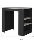 36" Gray and Black Faux Marble and Wood Kitchen Island With Storage