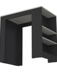 36" Gray and Black Faux Marble and Wood Kitchen Island With Storage