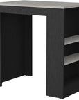 36" Gray and Black Faux Marble and Wood Kitchen Island With Storage
