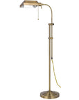 57" Brass Adjustable Traditional Shaped Floor Lamp With Bronze Square Shade