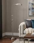 57" Nickel Adjustable Traditional Shaped Floor Lamp With Nickel Square Shade