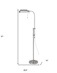 57" Nickel Adjustable Traditional Shaped Floor Lamp With Nickel Square Shade
