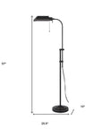 57" Bronze Metal Adjustable Floor Lamp With Bronze Metal Square Shade