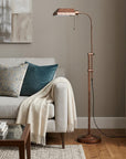 57" Rusted Adjustable Traditional Shaped Floor Lamp With Rust Square Shade
