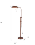 57" Rusted Adjustable Traditional Shaped Floor Lamp With Rust Square Shade