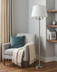 62" Nickel Four Light Traditional Shaped Floor Lamp With White Square Shade