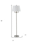 62" Nickel Four Light Traditional Shaped Floor Lamp With White Square Shade