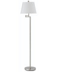 60" Nickel Swing Arm Floor Lamp With White Square Shade