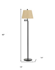 60" Bronze Swing Arm Floor Lamp With White Square Shade