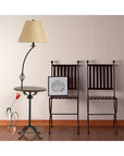 62" Black Tray Table Floor Lamp With Brown Empire Shade