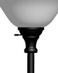 71" Black Torchiere Floor Lamp With Black Glass Dome Shade
