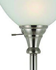 71" Nickel Torchiere Floor Lamp With Clear Frosted Glass Dome Shade